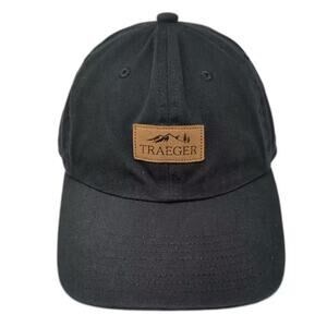 Traeger Baseball Cap Black Brown Cotton Adjustable Slideback Hat Logo Patch OS